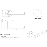 This image is a line drwaing of a Eurospec - Mitred Lever Oval Bar on Sprung Rose - Satin Stainless Steel available to order from Trade Door Handles in Kendal