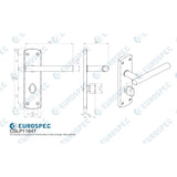 This image is a line drwaing of a Eurospec - Steelworx Residential T Bar Lever on WC Backplate - Satin Stainless S available to order from Trade Door Handles in Kendal