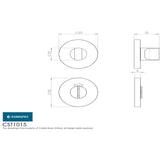 This image is a line drwaing of a Eurospec - Thumbturn and Release - Satin Stainless Steel available to order from Trade Door Handles in Kendal