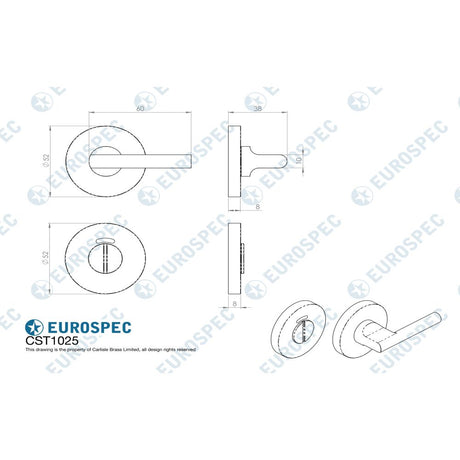 This image is a line drwaing of a Eurospec - Disabled Thumbturn & Release - Bright Stainless Steel available to order from Trade Door Handles in Kendal