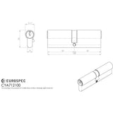 This image is a line drwaing of a Eurospec - Euro Double Cylinder - Satin Chrome available to order from Trade Door Handles in Kendal