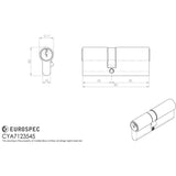 This image is a line drwaing of a Eurospec - Offset Euro Double Cylinder - Satin Chrome available to order from Trade Door Handles in Kendal