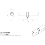 This image is a line drwaing of a Eurospec - Offset Euro Double Cylinder - Satin Chrome available to order from Trade Door Handles in Kendal