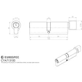 This image is a line drwaing of a Eurospec - Euro Cylinder and Turn - Satin Chrome available to order from Trade Door Handles in Kendal