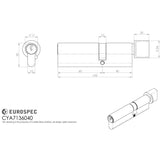 This image is a line drwaing of a Eurospec - Offset Euro Cylinder and Turn - Satin Chrome available to order from Trade Door Handles in Kendal