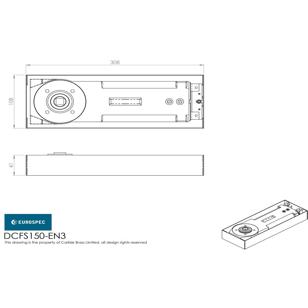 This image is a line drwaing of a Eurospec - Double Action Floor Spring - Satin Stainless Steel available to order from Trade Door Handles in Kendal