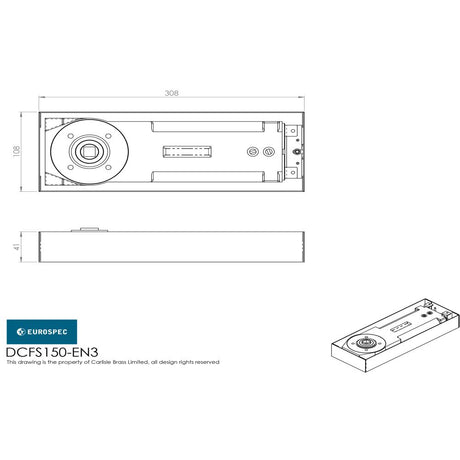 This image is a line drwaing of a Eurospec - Double Action Floor Spring - Satin Stainless Steel available to order from Trade Door Handles in Kendal