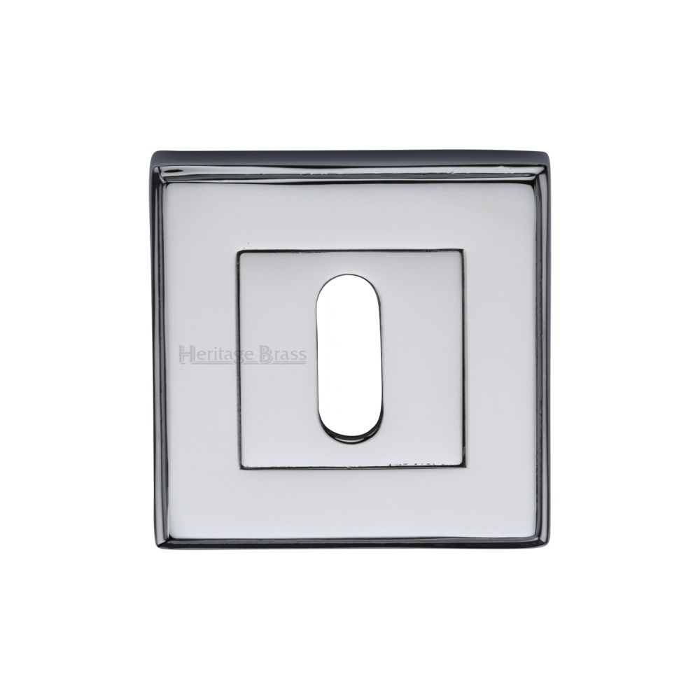 This is an image of a Heritage Brass - Key Escutcheon Square Polished Chrome Finish, dec7000-pc that is available to order from Trade Door Handles in Kendal.