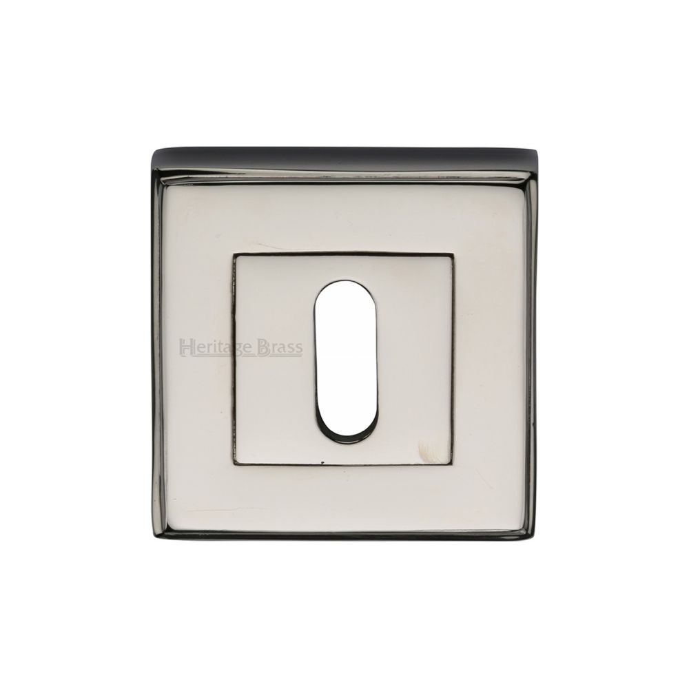 This is an image of a Heritage Brass - Key Escutcheon Square Polished Nickel Finish, dec7000-pnf that is available to order from Trade Door Handles in Kendal.