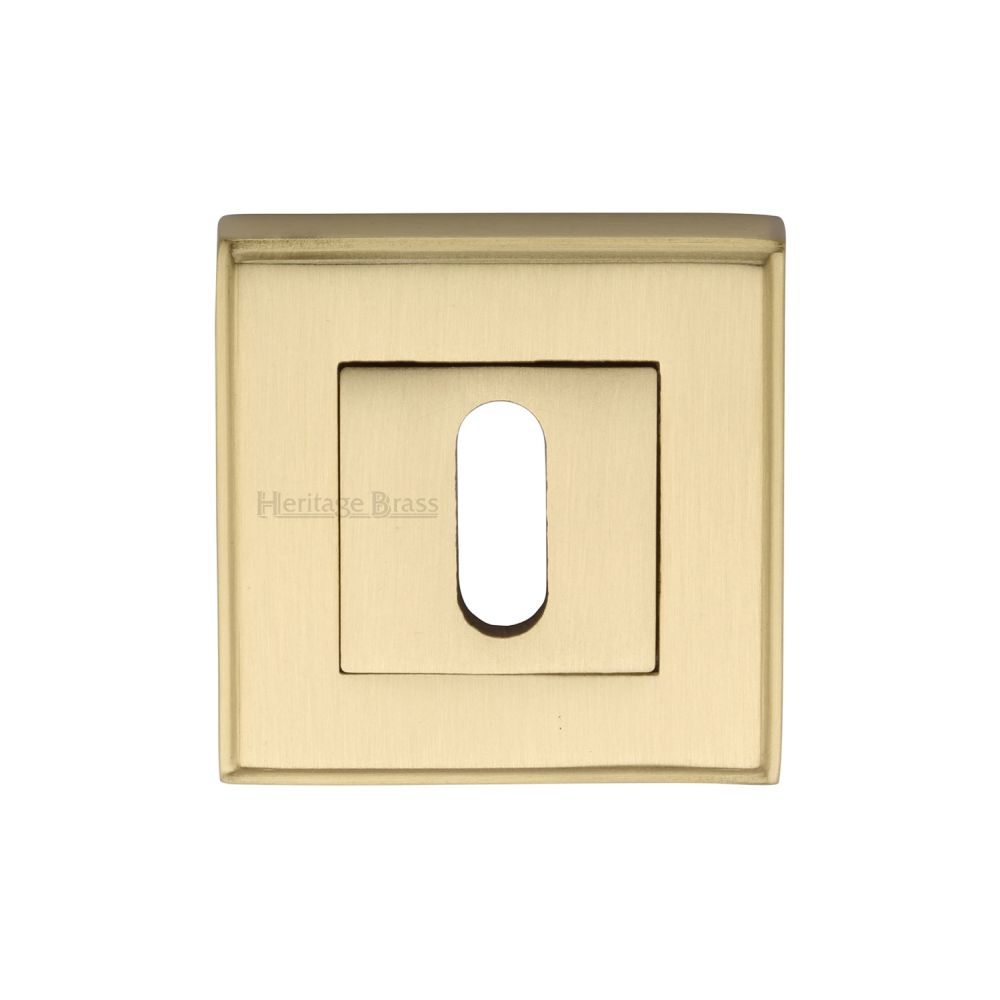 This is an image of a Heritage Brass - Key Escutcheon Square Satin Brass Finish, dec7000-sb that is available to order from Trade Door Handles in Kendal.