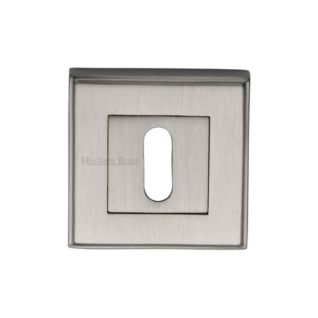 This is an image of a Heritage Brass - Key Escutcheon Square Satin Nickel Finish, dec7000-sn that is available to order from Trade Door Handles in Kendal.