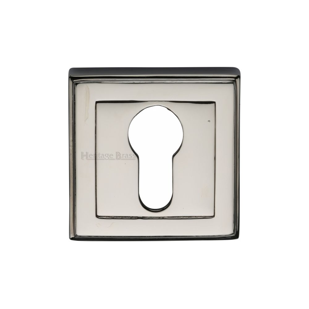 This is an image of a Heritage Brass - Euro Profile Cylinder Escutcheon Polished Nickel Finish, dec7020-pnf that is available to order from Trade Door Handles in Kendal.