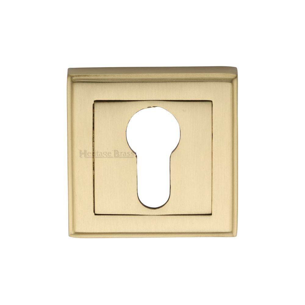 This is an image of a Heritage Brass - Euro Profile Cylinder Escutcheon Satin Brass Finish, dec7020-sb that is available to order from Trade Door Handles in Kendal.