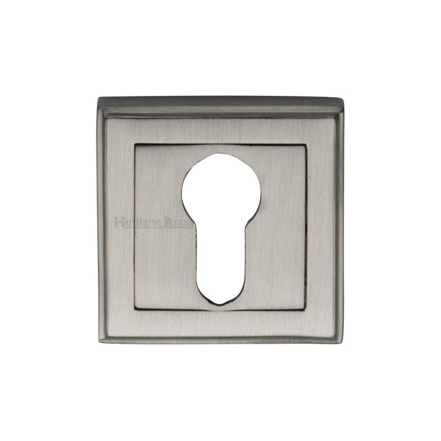 This is an image of a Heritage Brass - Euro Profile Cylinder Escutcheon Satin Nickel Finish, dec7020-sn that is available to order from Trade Door Handles in Kendal.