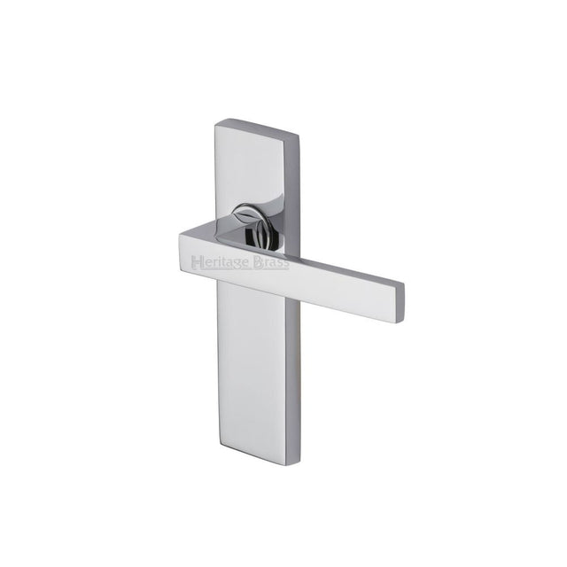 This is an image of a Heritage Brass - Door Handle Lever Latch Delta Design Polished Chrome Finish, del6010-pc that is available to order from Trade Door Handles in Kendal.