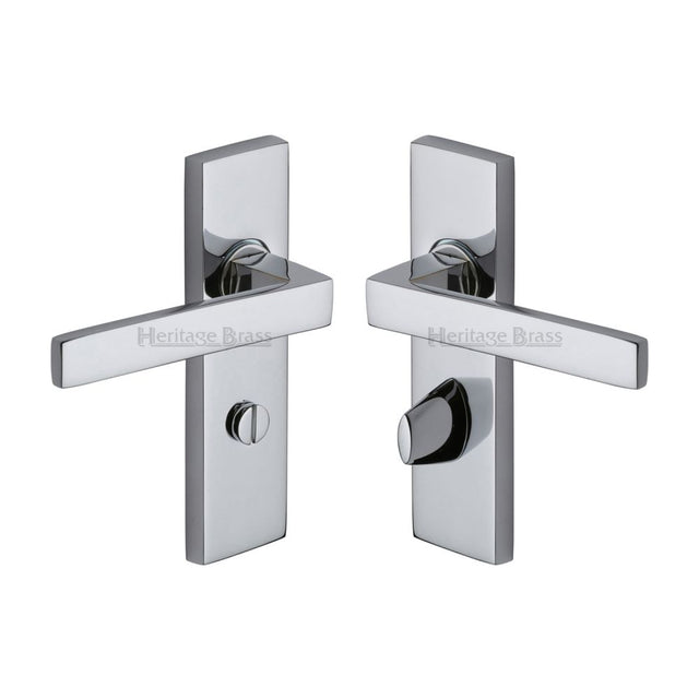 This is an image of a Heritage Brass - Door Handle for Bathroom Delta Design Polished Chrome Finish, del6030-pc that is available to order from Trade Door Handles in Kendal.