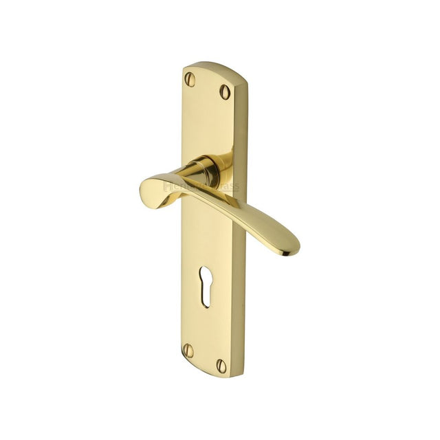 This is an image of a Heritage Brass - Door Handle Lever Lock Diplomat Design Polished Brass Finish, dip7800-pb that is available to order from Trade Door Handles in Kendal.