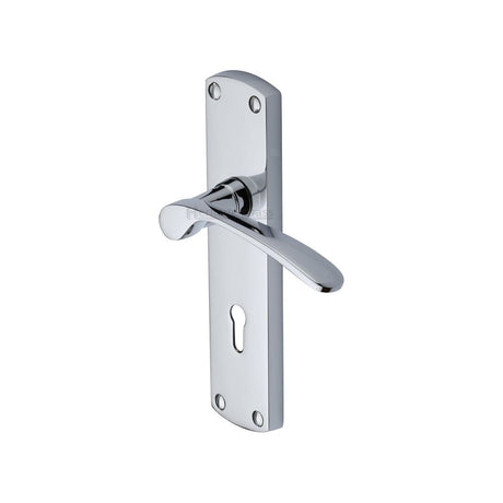 This is an image of a Heritage Brass - Door Handle Lever Lock Diplomat Design Polished Chrome Finish, dip7800-pc that is available to order from Trade Door Handles in Kendal.