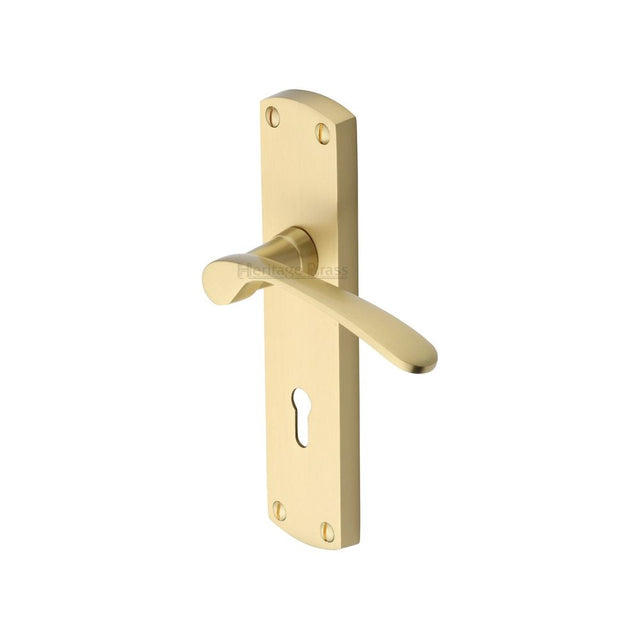 This is an image of a Heritage Brass - Door Handle Lever Lock Diplomat Design Satin Brass Finish, dip7800-sb that is available to order from Trade Door Handles in Kendal.