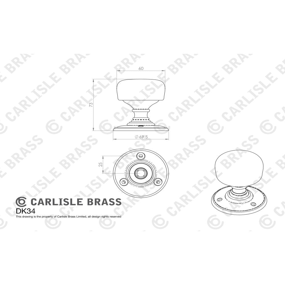 High quality image of Carlisle Brass - Delamain Porcelain Mortice Knobs Ivory Crackle | Sku. dk34icfb | Trade Door Handles, Kendal.