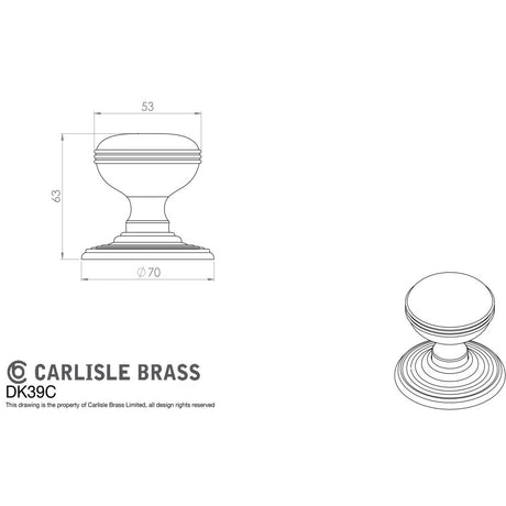 This image is a line drwaing of a Carlisle Brass - Delamain Ringed Knob available to order from Trade Door Handles in Kendal