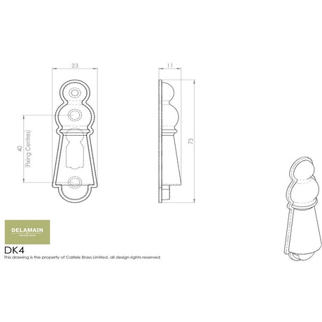 This image is a line drwaing of a Carlisle Brass - Delamain Large Covered Escutcheon - Satin Chrome available to order from Trade Door Handles in Kendal