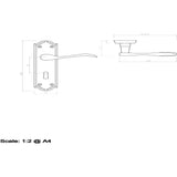 This image is a line drwaing of a Carlisle Brass - Madrid Lever on Lock Backplate - Polished Brass available to order from Trade Door Handles in Kendal