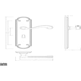 This image is a line drwaing of a Carlisle Brass - Chesham Lever on Long Lock Backplate - Polished Brass available to order from Trade Door Handles in Kendal