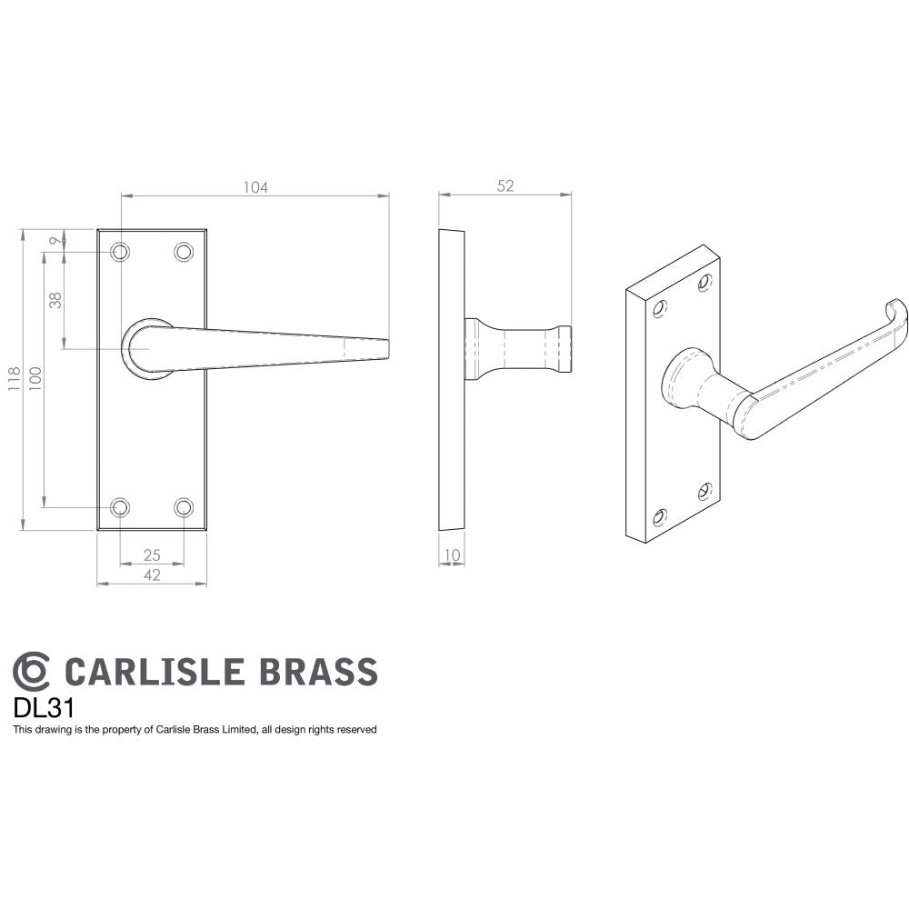 This image is a line drwaing of a Carlisle Brass - Victorian Ascot Lever on Short Latch Backplate - Polished Chrom available to order from Trade Door Handles in Kendal