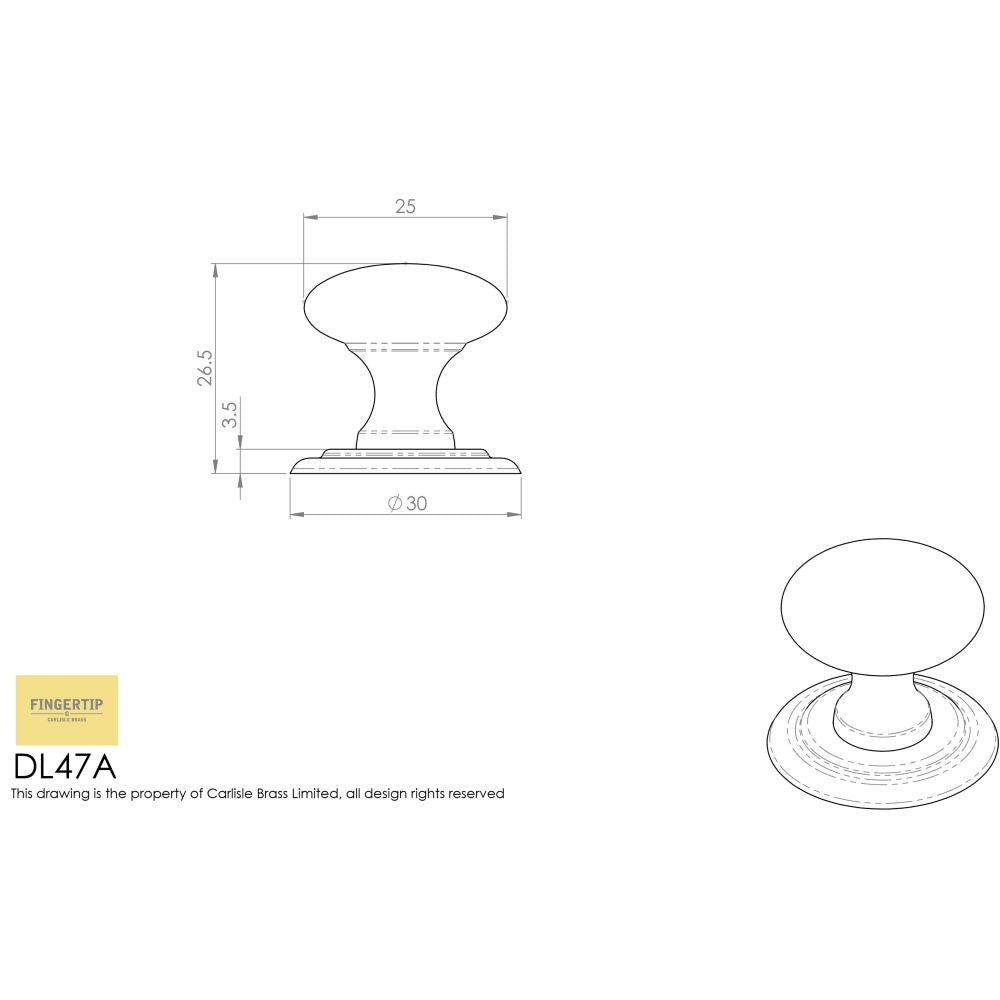 This image is a line drwaing of a FTD - Victorian Knob 25mm - Polished Brass available to order from Trade Door Handles in Kendal