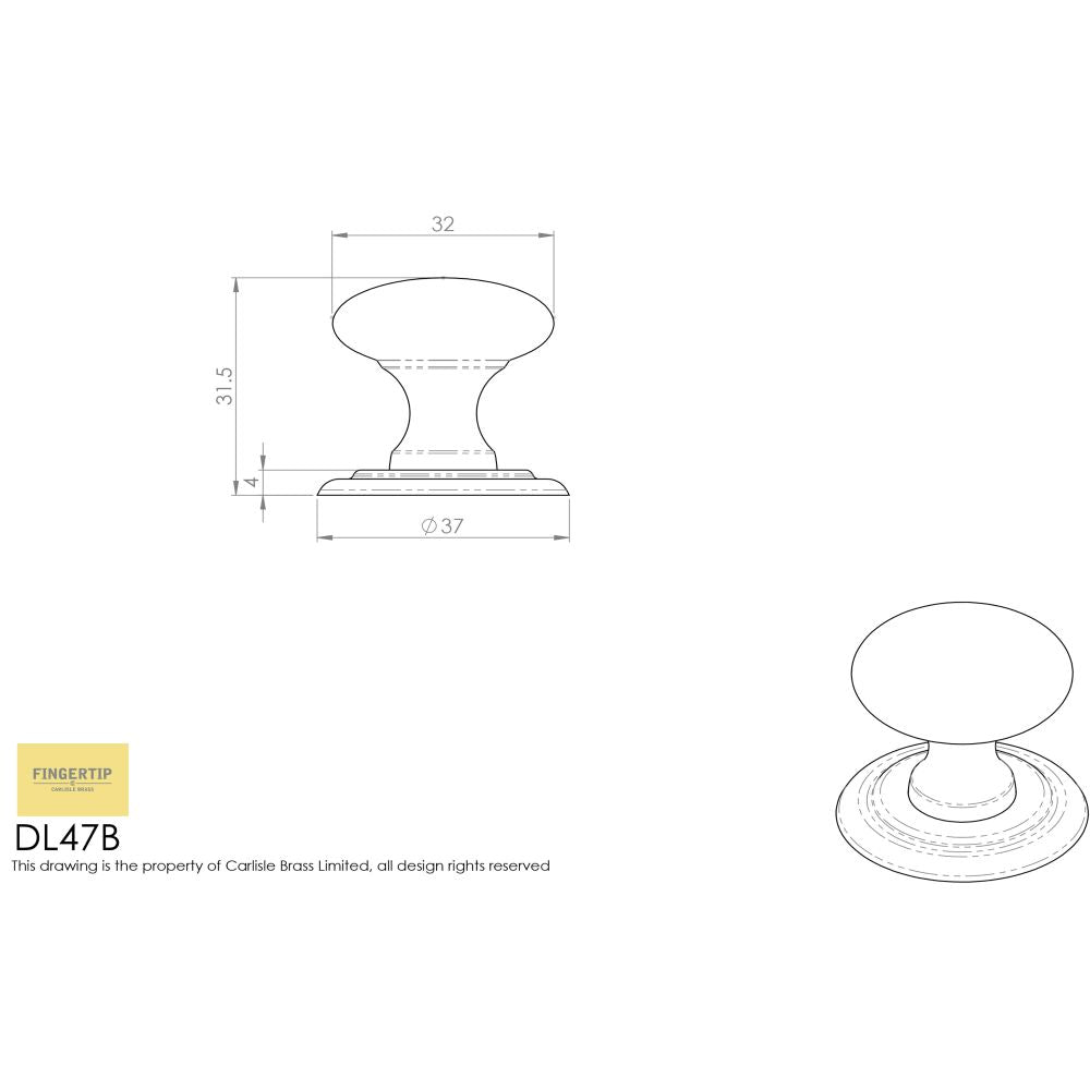 This image is a line drwaing of a FTD - Victorian Knob 32mm - Polished Chrome available to order from Trade Door Handles in Kendal