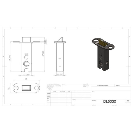 This image is a line drwaing of a Carlisle Brass - Tubular Latch Heavy Sprung 76mm - Stainless Steel available to order from Trade Door Handles in Kendal