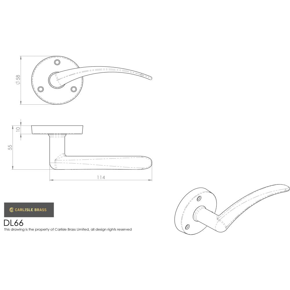 This image is a line drwaing of a Carlisle Brass - Victorian Wing Lever on Round Rose - Satin Chrome available to order from Trade Door Handles in Kendal