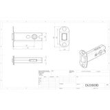 This image is a line drwaing of a Carlisle Brass - Dead Bolt 76mm - Stainless Steel available to order from Trade Door Handles in Kendal