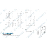 This image is a line drwaing of a Eurospec - Easi T Din Euro Profile Deadlock Radius - Satin Stainless Steel available to order from Trade Door Handles in Kendal