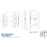 This image is a line drwaing of a Eurospec - Easi-T Din Euro Profile Sashlock - Satin Stainless Steel available to order from Trade Door Handles in Kendal