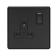 This is an image showing Eurolite Concealed 3mm 1 Gang Socket - Matt Black (With Black Trim) ecmb1sob available to order from trade door handles, quick delivery and discounted prices.