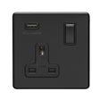 This is an image showing Eurolite Concealed 3mm 1 Gang USB Socket - Matt Black (With Black Trim) ecmb1usbb available to order from trade door handles, quick delivery and discounted prices.