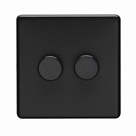 This is an image showing Eurolite Concealed 3mm 2 Gang Dimmer - Matt Black (With Black Trim) ecmb2d400 available to order from trade door handles, quick delivery and discounted prices.