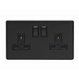 This is an image showing Eurolite Concealed 3mm 2 Gang Socket - Matt Black (With Black Trim) ecmb2sob available to order from trade door handles, quick delivery and discounted prices.