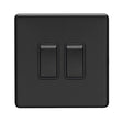 This is an image showing Eurolite Concealed 3mm 2 Gang Switch - Matt Black (With Black Trim) ecmb2swb available to order from trade door handles, quick delivery and discounted prices.