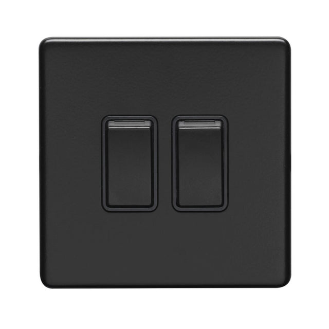 This is an image showing Eurolite Concealed 3mm 2 Gang Switch - Matt Black (With Black Trim) ecmb2swb available to order from trade door handles, quick delivery and discounted prices.