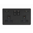 This is an image showing Eurolite Concealed 3mm 2 Gang USB Socket - Matt Black (With Black Trim) ecmb2usbb available to order from trade door handles, quick delivery and discounted prices.