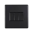 This is an image showing Eurolite Concealed 3mm 3 Gang Switch - Matt Black (With Black Trim) ecmb3swb available to order from trade door handles, quick delivery and discounted prices.