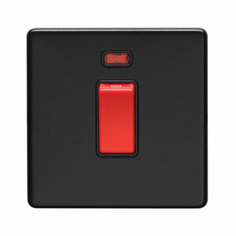 This is an image showing Eurolite Concealed 3mm 45Amp Switch with Neon Indicator - Matt Black (With Black Trim) ecmb45aswnsb available to order from trade door handles, quick delivery and discounted prices.