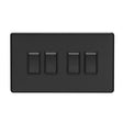 This is an image showing Eurolite Concealed 3mm 4 Gang Switch - Matt Black (With Black Trim) ecmb4swb available to order from trade door handles, quick delivery and discounted prices.