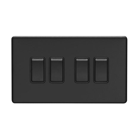 This is an image showing Eurolite Concealed 3mm 4 Gang Switch - Matt Black (With Black Trim) ecmb4swb available to order from trade door handles, quick delivery and discounted prices.