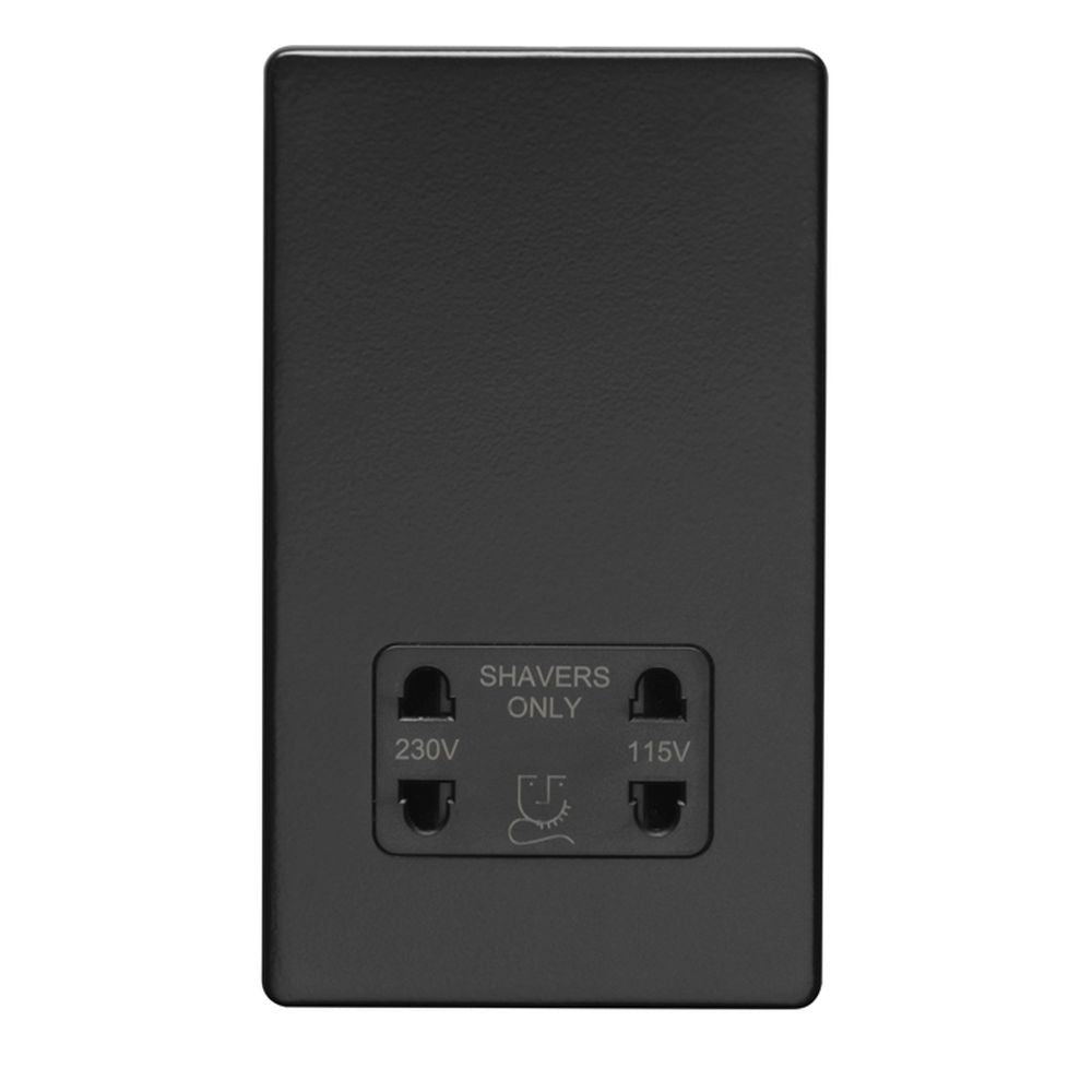 This is an image showing Eurolite Concealed 3mm Shaver Socket - Matt Black (With Black Trim) ecmbshsb available to order from trade door handles, quick delivery and discounted prices.