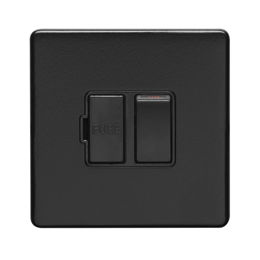 This is an image showing Eurolite Concealed 3mm Switched Fuse Spur - Matt Black (With Black Trim) ecmbswfb available to order from trade door handles, quick delivery and discounted prices.