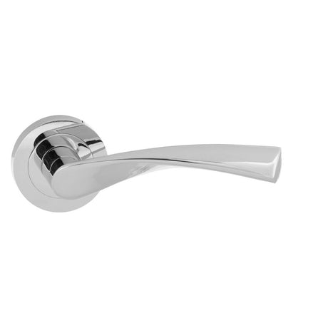 High quality image of Eco Aqua Aluminium Lever on Round Rose - Polished Chrome | Sku. eco20pc | available to order from Trade Door Handles in Kendal.